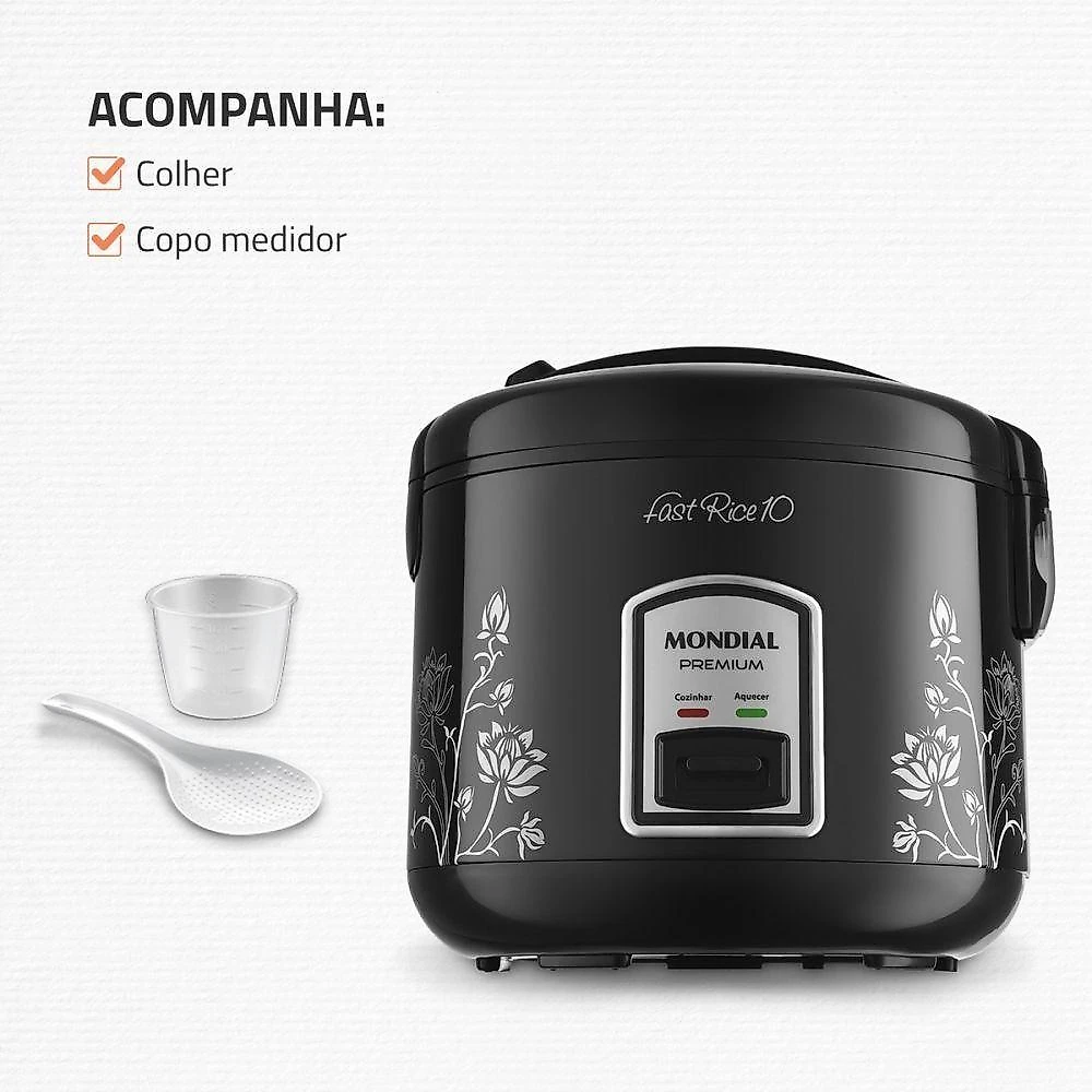 Panela Elétrica de Arroz PE-44-10X 10 Xícaras 700W com Cesto Cozi Vapor Colher e Copo 110V