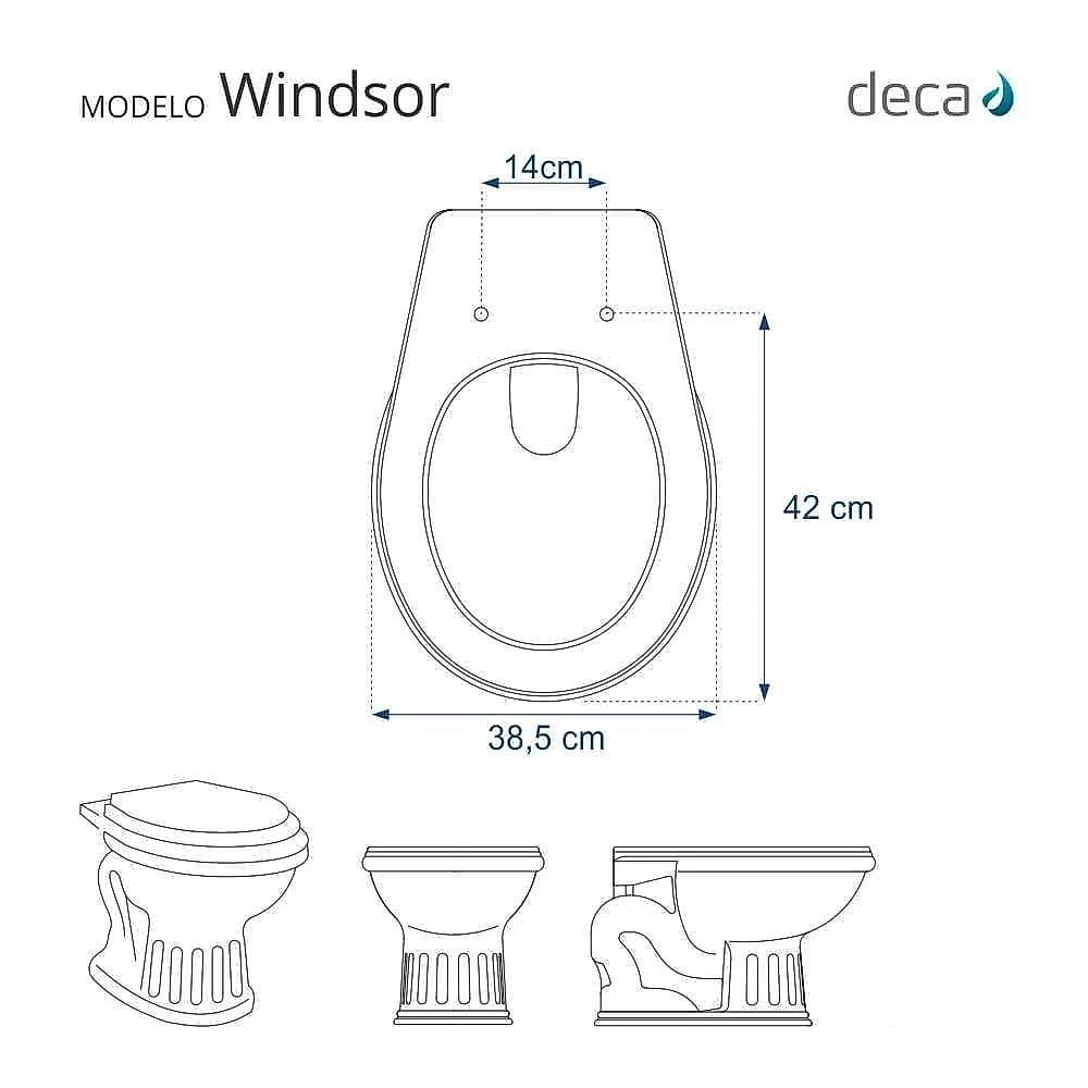 Assento Sanitário Windsor Alongado Plástico Parafusado Fechamento Suave Branco Pontto Lavabo 40CM webcontinental-7899983653319