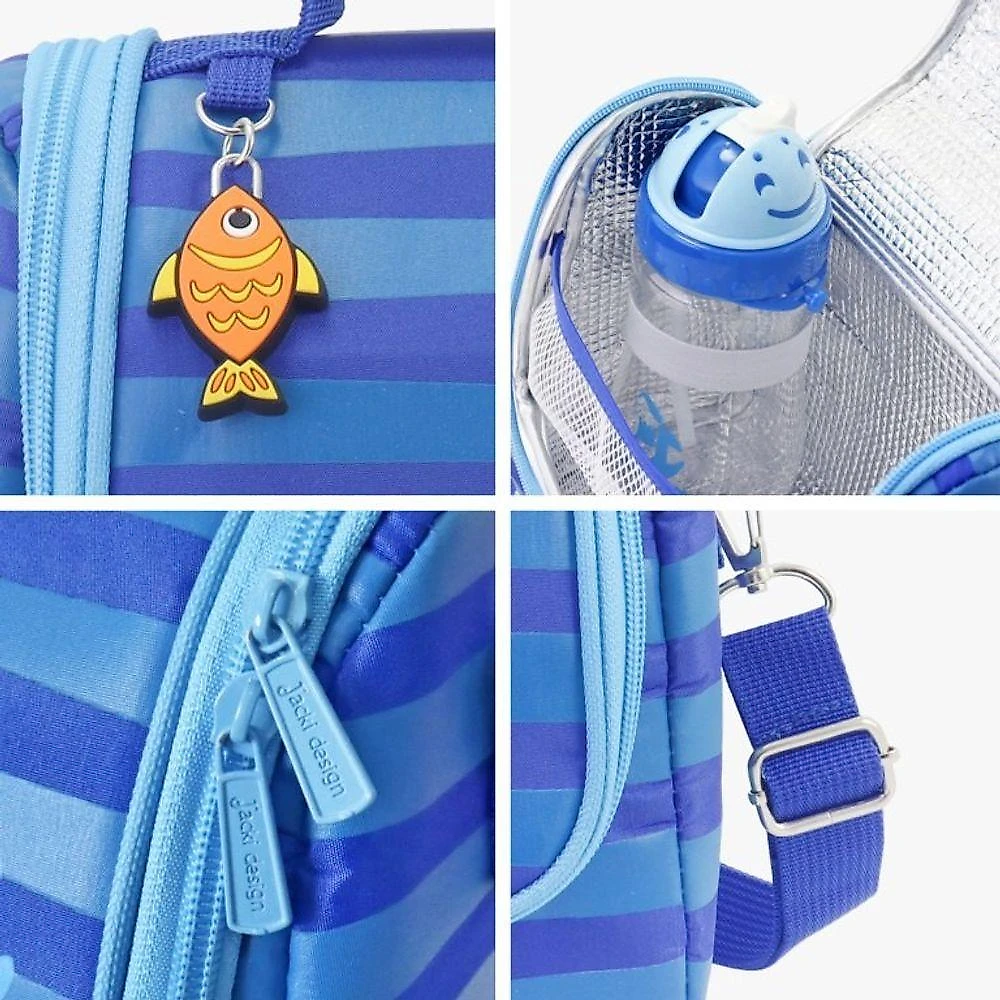 Kit Lancheira Térmica Infantil E Pote P/ Lanche Com Garrafa 550ml Azul