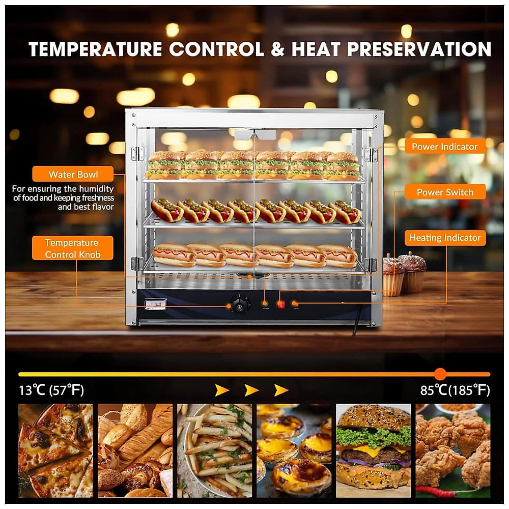 Expositor Aquecedor de Alimentos WeChef 3 Andares Prata Grande Capacidade 800W 110V para Catering