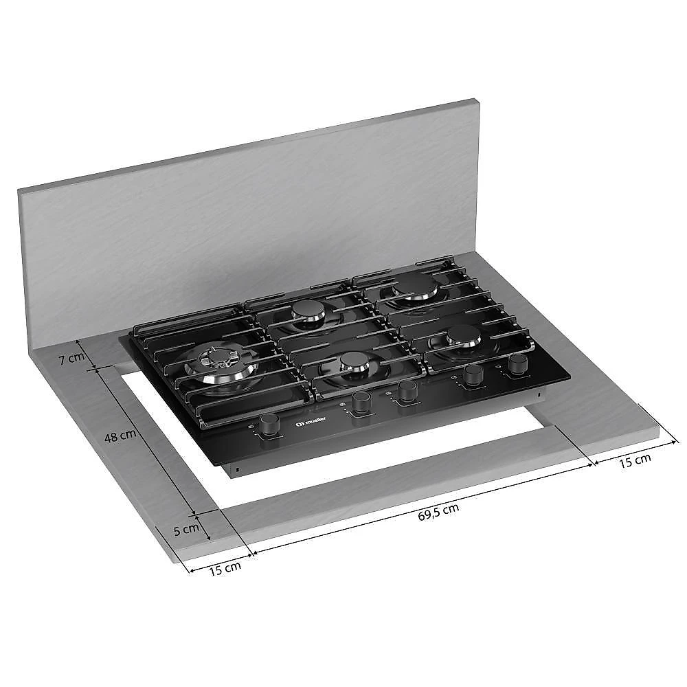 Cooktop Mueller 5 Bocas 77cm com Grade Dupla MCG5BM Bivolt