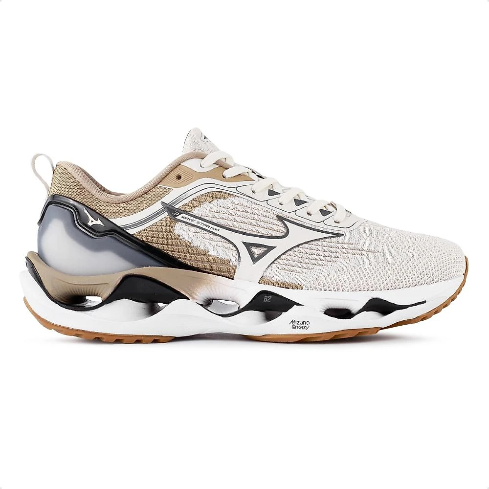 Tênis Mizuno Wave Stratos 3 Masculino + 3 Pares de Meias Bege / Cinza - 36