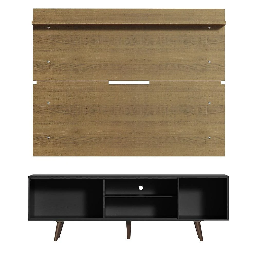Rack madesa dubai e painel para tv até 65 polegadas com pés - preto/rustic 8n5z