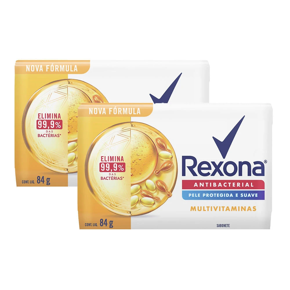 Kit 2 Sabonete em Barra Rexona Antibacterial Multivitaminas 84g