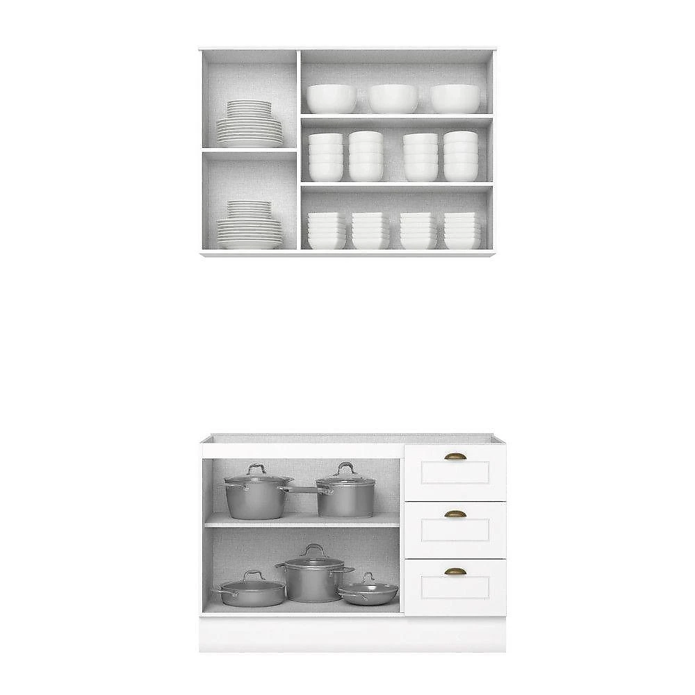 Cozinha Compacta 2 Peças Americana 5 Portas 3 Gavetas 100% MDF Branco webcontinental-7890022176202
