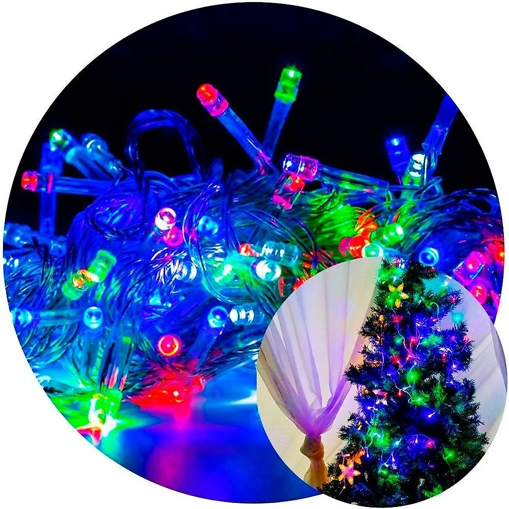 Pisca Varal Cordão Natal 600 Lâmpadas LED Colorido 220V 100m Fio Branco para Uso Interno e Externo