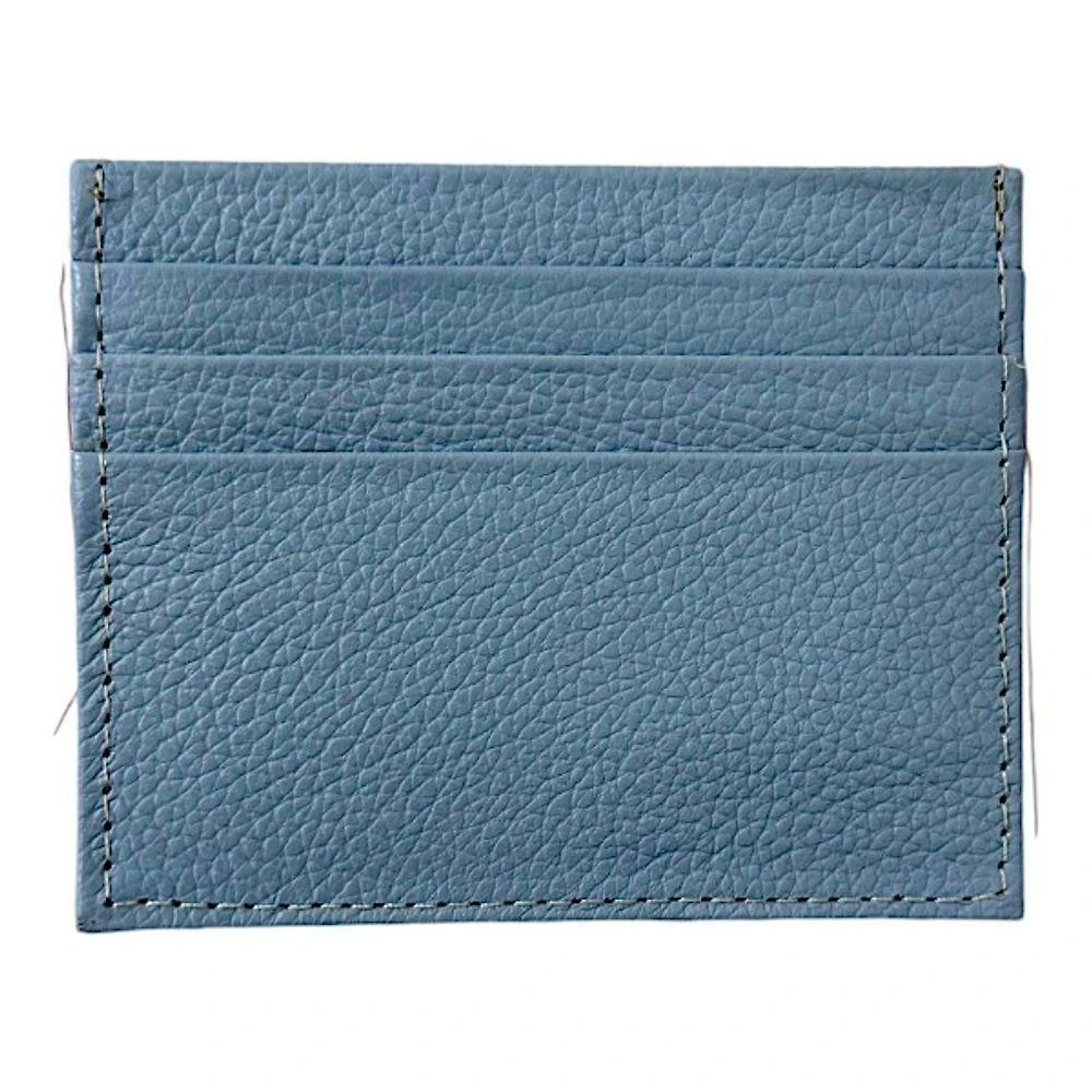 Porta Cartão Slim Em Couro Azul