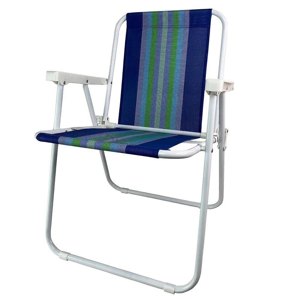 Cadeira de Praia BSL3803 com Assento em Poliéster e Estrutura em Aço Dobrável Azul Ideal Importados