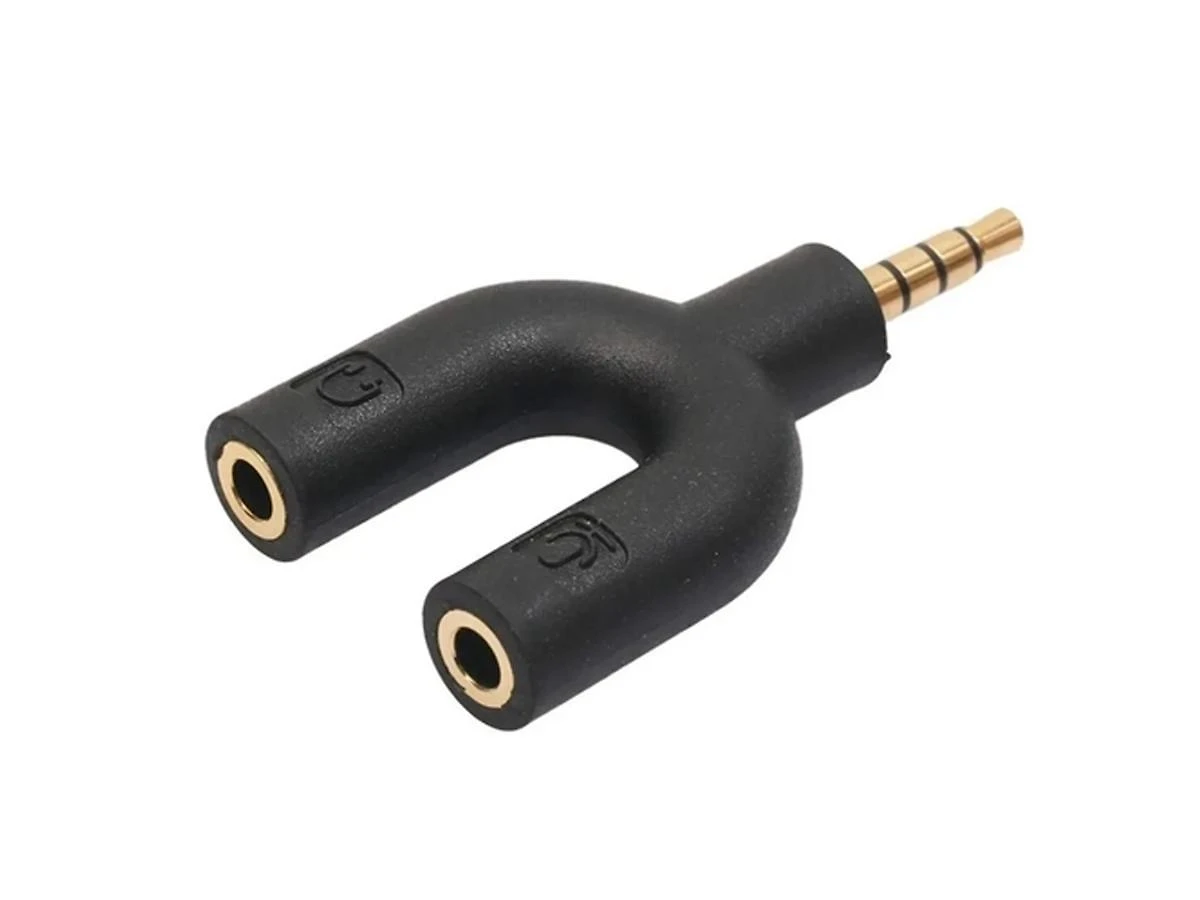Miniatura Adaptador P3 Macho Para Fone E Microfone Fêmeas P2