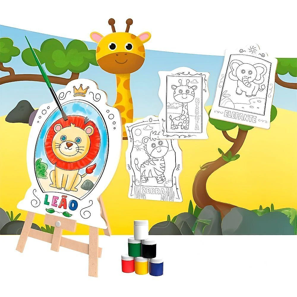 Brinquedo Kit De Pintura Infantil Cavalete Avental Tema:unicórnio