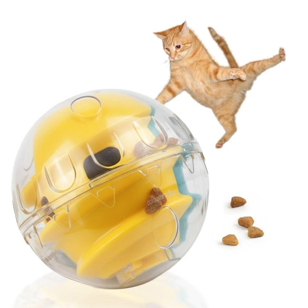 Bola Interativa de Alimentação Pets AB Mídia Cães e Gatos ABS Amarelo