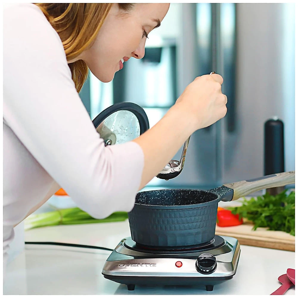 Cooktop Elétrico de Infravermelho Portátil de Vidro Cerâmico com 5 Níveis de Temperatura e Fácil de Limpar, 110V 1000W, OVENTE BGI101S, Prata 110v