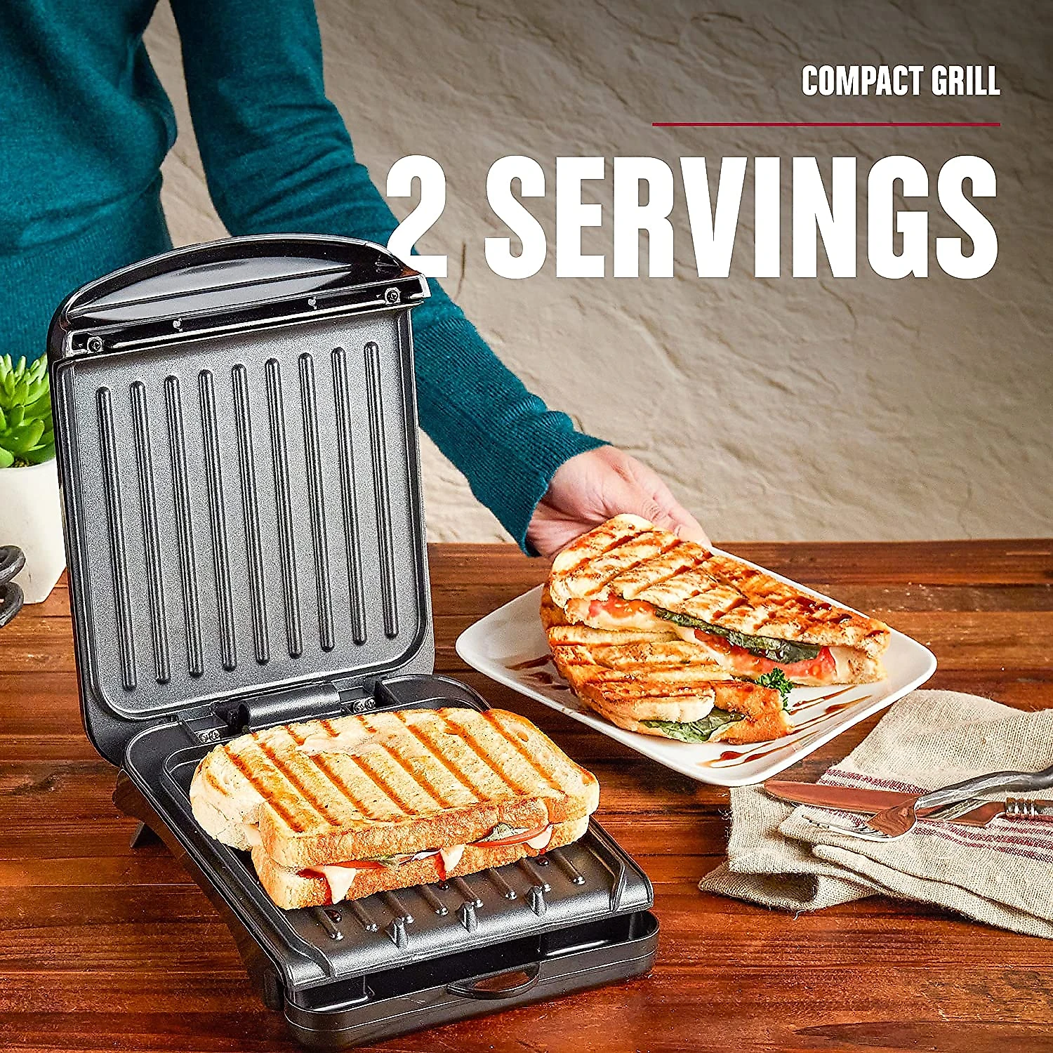 George Foreman GRS040B Churrasqueira Grill Elétrico serve até 2 Porções 110V Preto