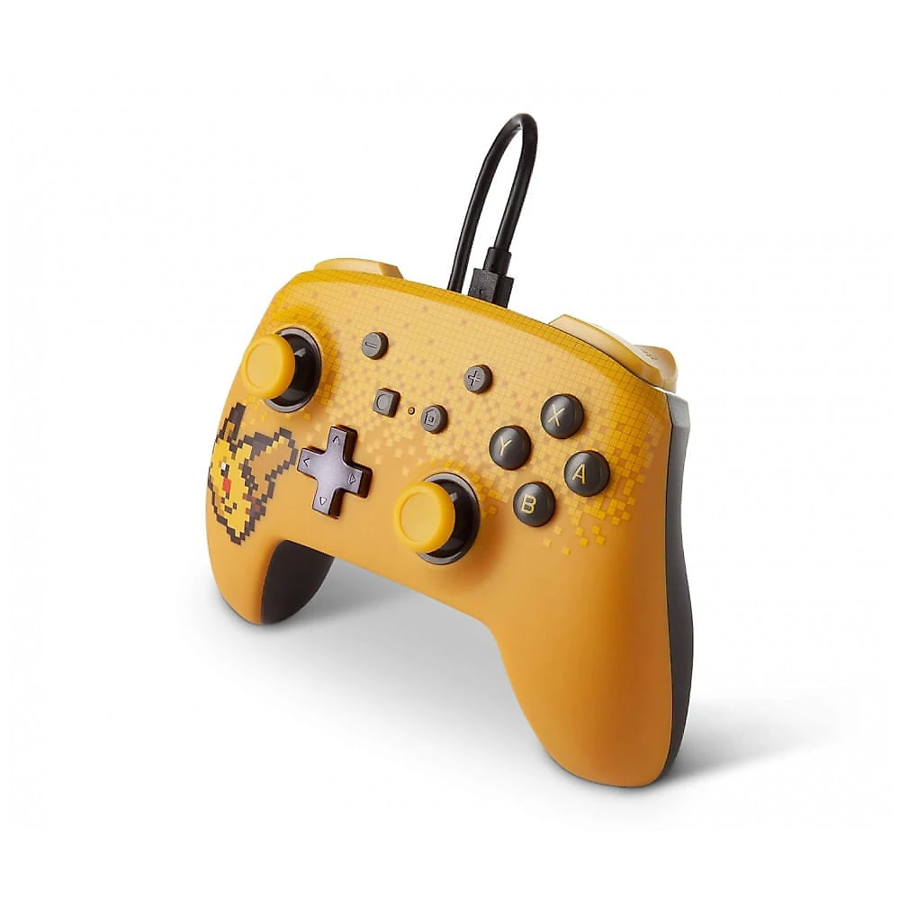 Controle com fio PowerA Enhanced para Nintendo Switch Pixel Pikachu com entrada de áudio e botões avançados mapeáveis