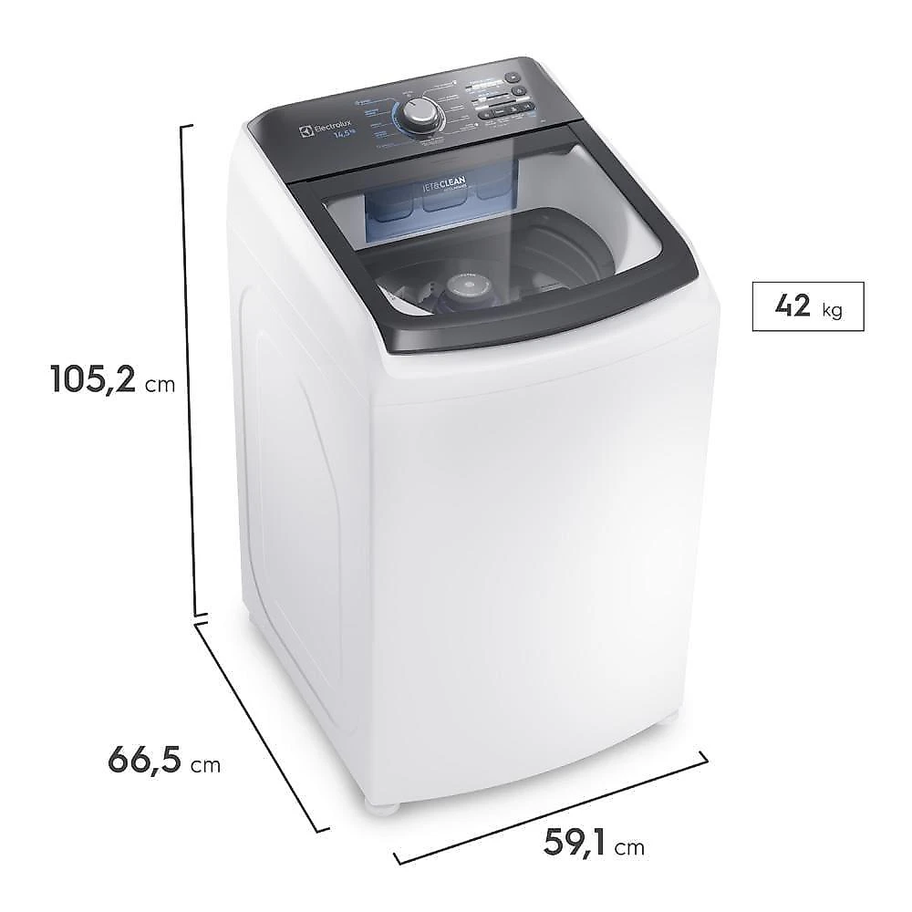 Lavadora de roupas electrolux efficient lee15 14,5kg cesto inox filtro de fiapos tecnologia jet&clean branca 110
