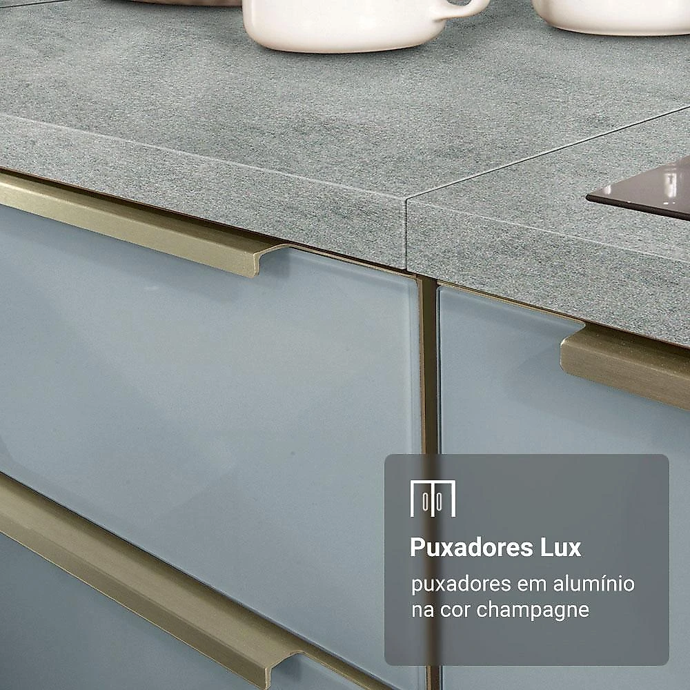 Armário de Cozinha Completa 310 cm  Lux Madesa 03 Branco/Cinza