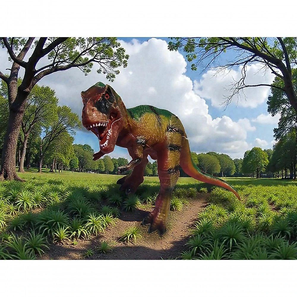 Boneco T-rex Tiranossauro com Som e Luz Marrom JR Toys 28CM