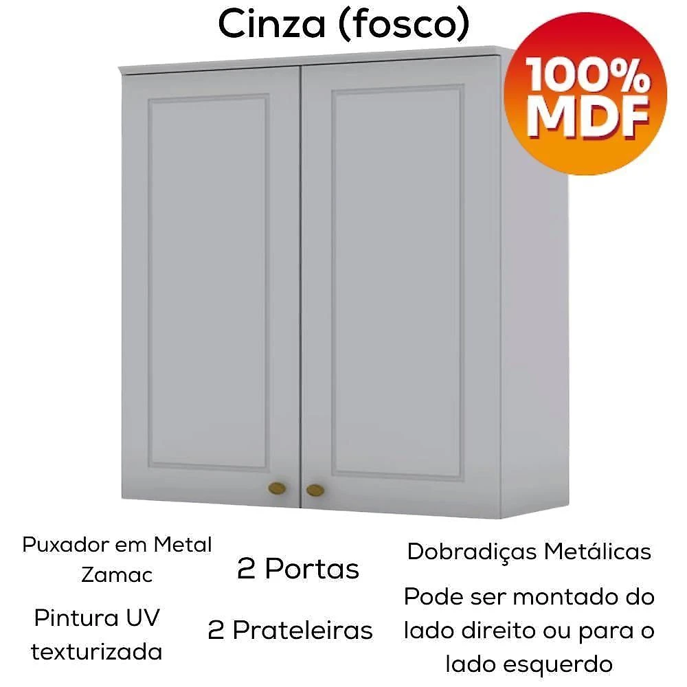 Cozinha Modulada 7 Pecas 280 Cm Ce791 Americana Henn Cinza Calcare