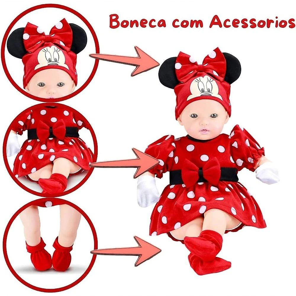 Boneca Minnie Classic Dolls Recém-nascido com Cheirinho de Bebê Branca Roma Jensen