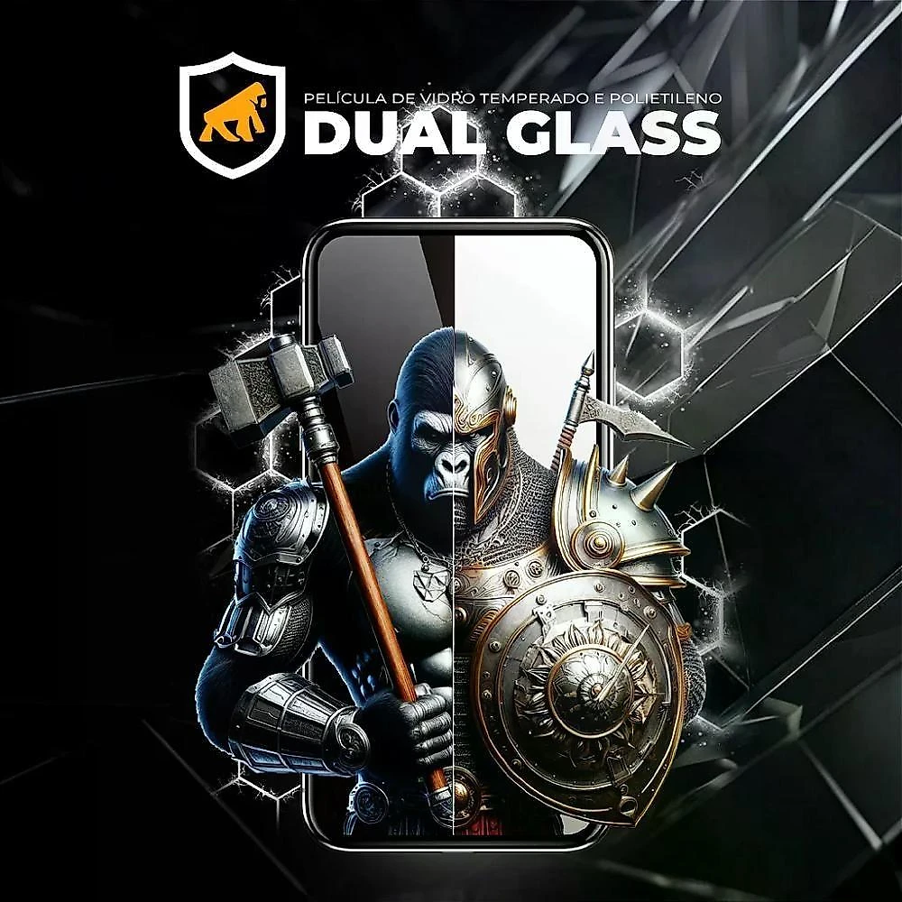 Película para Smartphone Gshield Dual Glass para Iphone 17 Proteção Contra Impactos Preta 1 Unidade