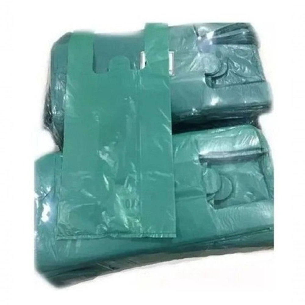 Sacola Plástica Reciclada Alça Camiseta 30x40 Reforçada Capacidade 5KG Verde Higipack