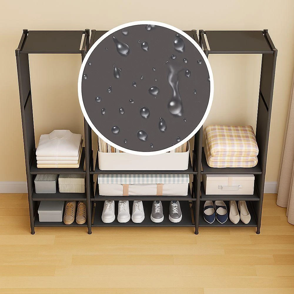 Guarda-roupa Organizador Aberto Com 3 Seções E Prateleiras Closet Moderno