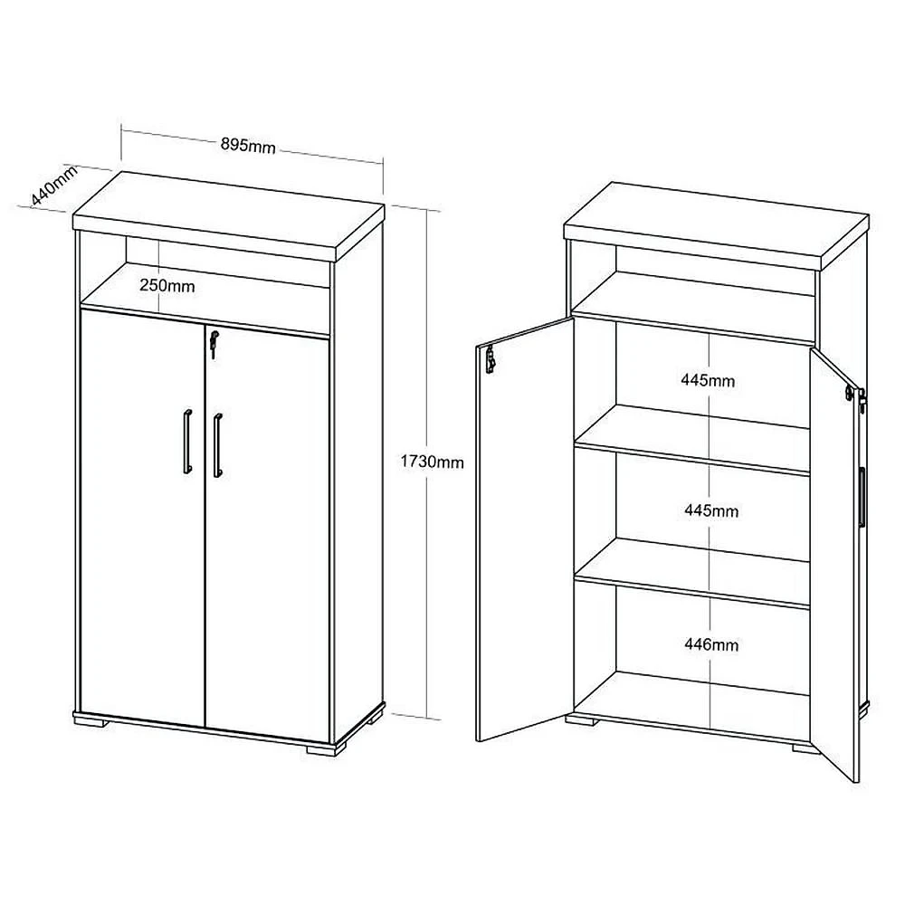 Kit 2 Peças com Mesa para Escritório Presidente em Tamburato e Armário Multiuso Alto Conjunto Para Escritório Executivo Mesa Tamburato Presidente E Armário Tamburato Com Nicho Carvalho/Branco