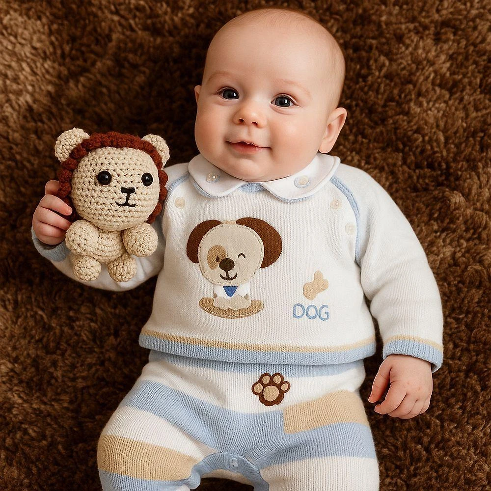 Amigurumi Bolinha Leão de Crochê Artesanal Infantil Bege