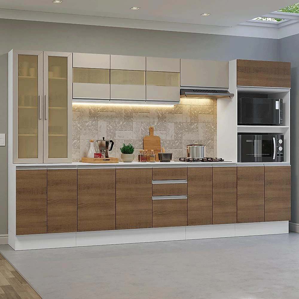 Armário de cozinha completa 100% mdf 310 cm smart madesa 03 branco