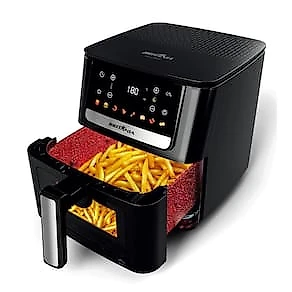 Fritadeira Elétrica Air Fryer Britânia BAF65A 6,5L 1700W Painel Digital Cesto Quadrado Redstone 110V