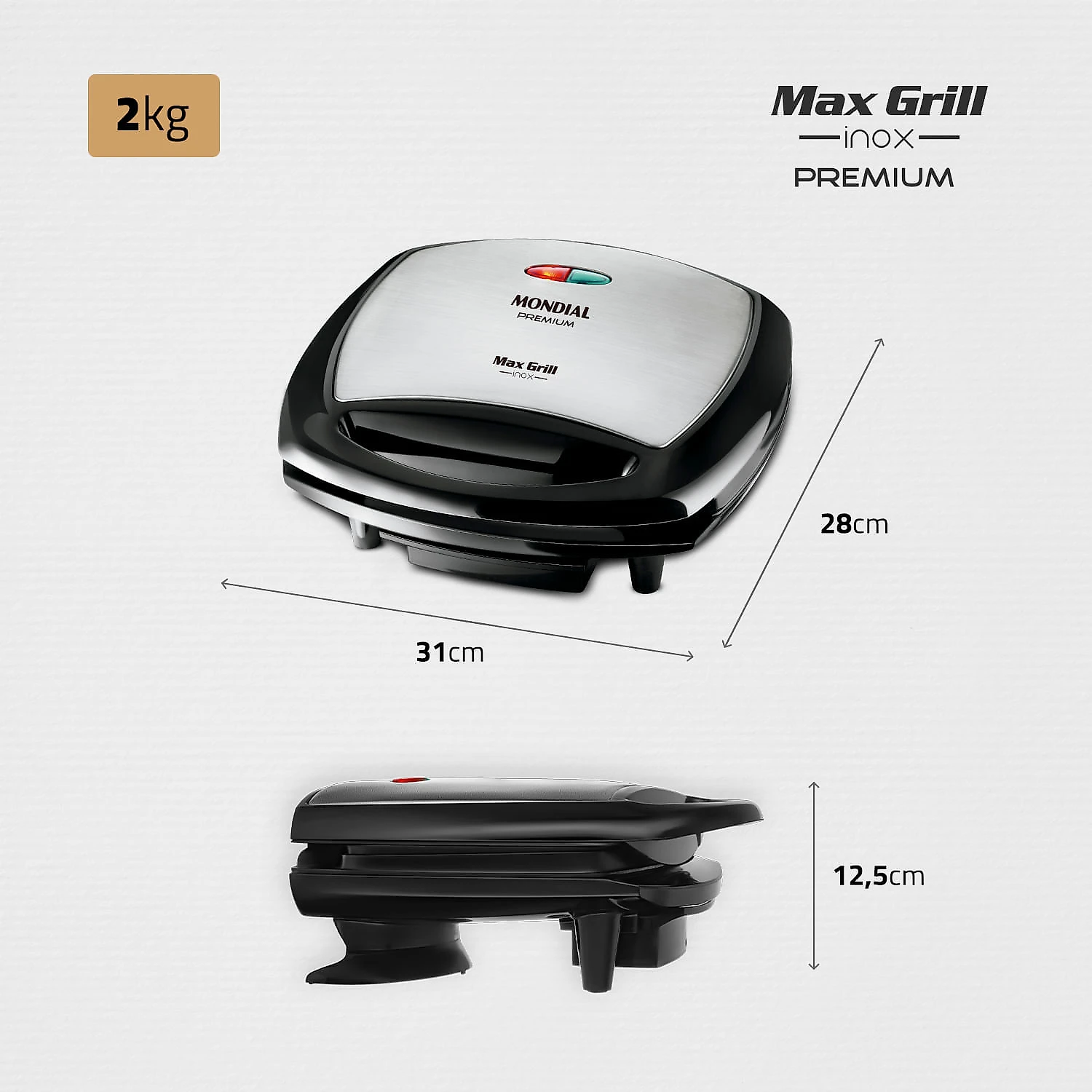 Max Grill Mondial G-07 GRILL-127V-PRETO/INOX