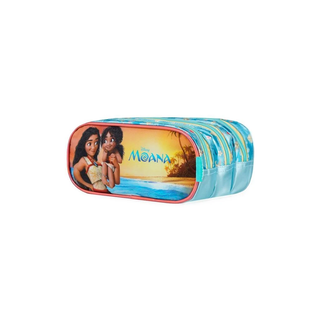 Estojo escolar feminino 3 compartimentos moana azul