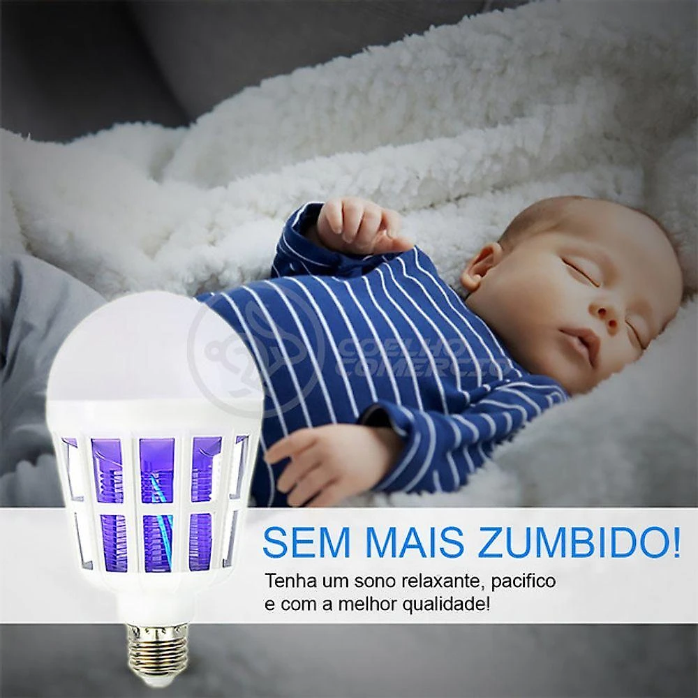 Lâmpada Luz Led Branco 15w Atrai Choque Mosquito