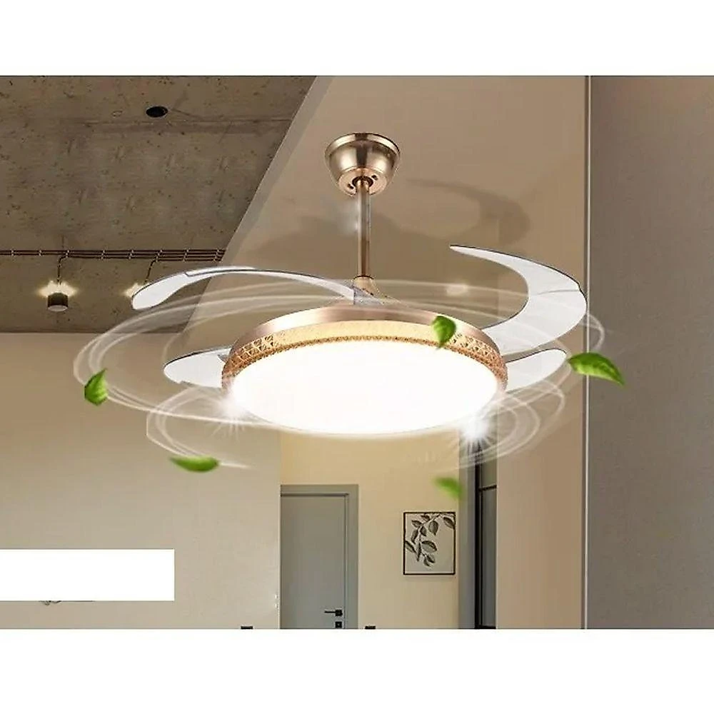 Ventilador de Teto com LED Economia Solar 60W 50CM 4 Pás 6 Velocidades Branco FL03 Cristal Bivolt