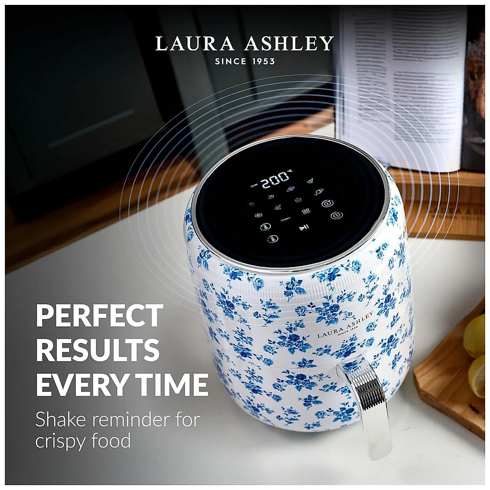 Fritadeira Elétrica Air Fryer Digital 4,5L Laura Ashley Branco com Estampa Floral China Rose 1500W 9 Programas 110V