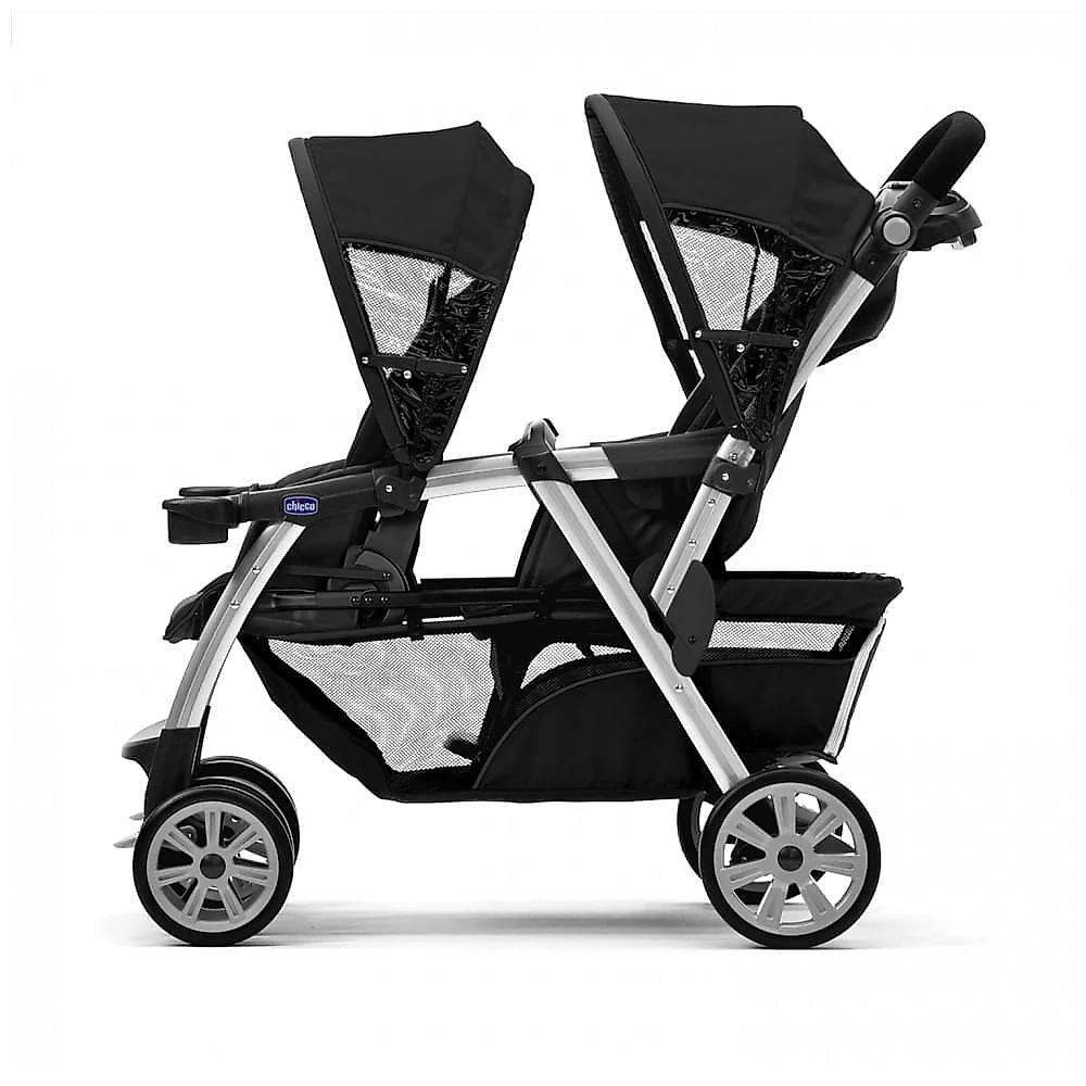 Carrinho de Bebê Duplo Reclinável para até 18 Kg, Chicco, Preto