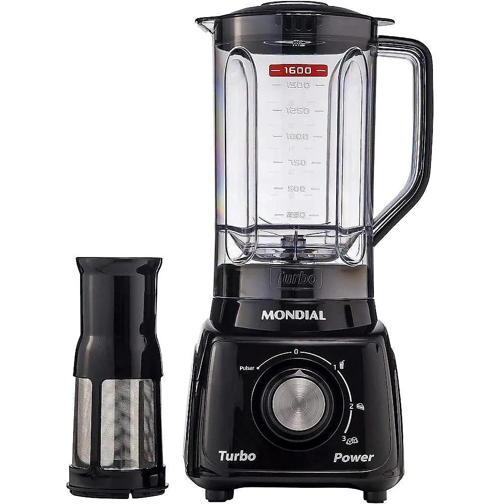 Liquidificador Portatil 2.2 Litros Mondial Turbo Power Preto L99 110V