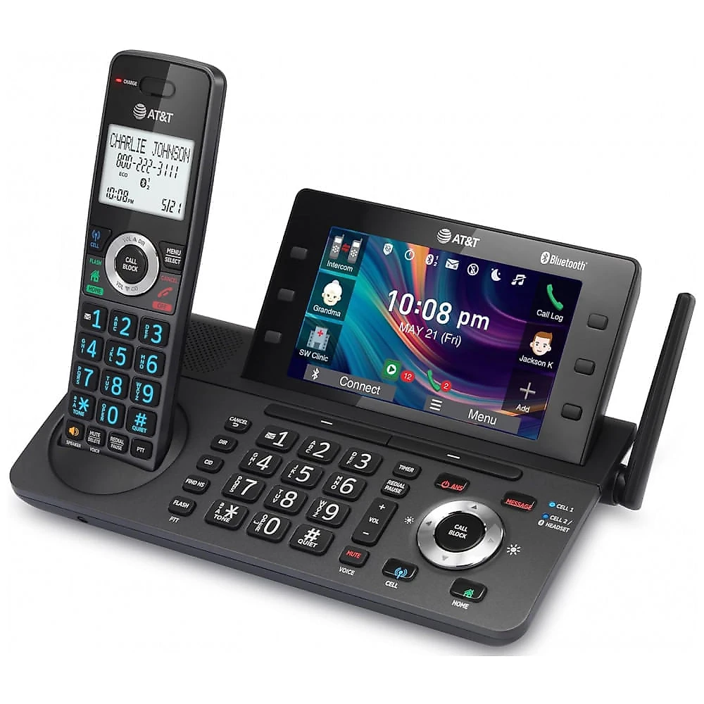 Telefone Sem Fio AT&T DLP73190 Grafite/Preto 1 Handset DECT 6.0 com Tela Colorida 5", Bloqueador Inteligente, Connect to Cell Bluetooth