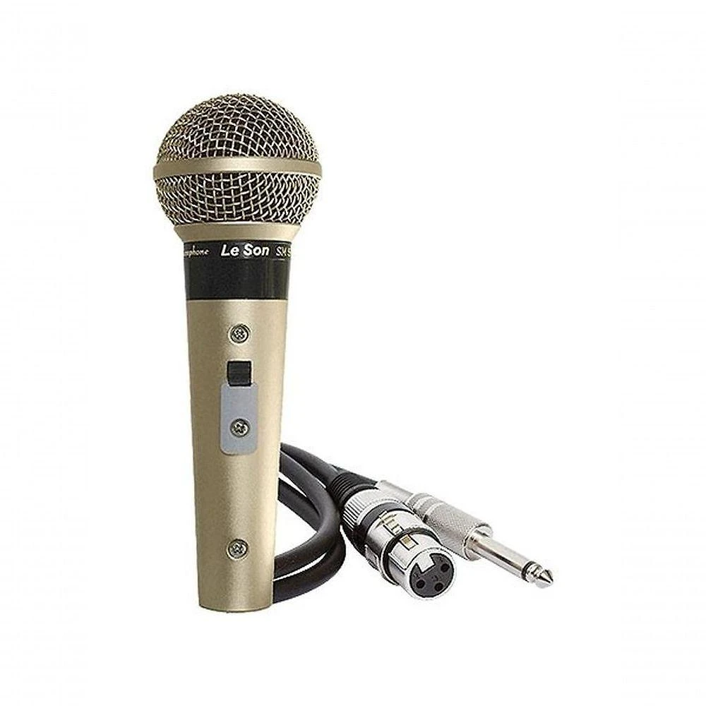 Microfone Profissional Sm58 P4* com Cápsula Dinâmica Cardióide e Cabo 5M Champanhe Leson