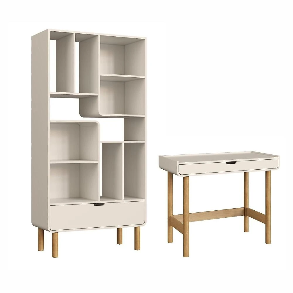 Conjunto Estante e Escrivaninha Orgânica 180cm e 100cm Aura