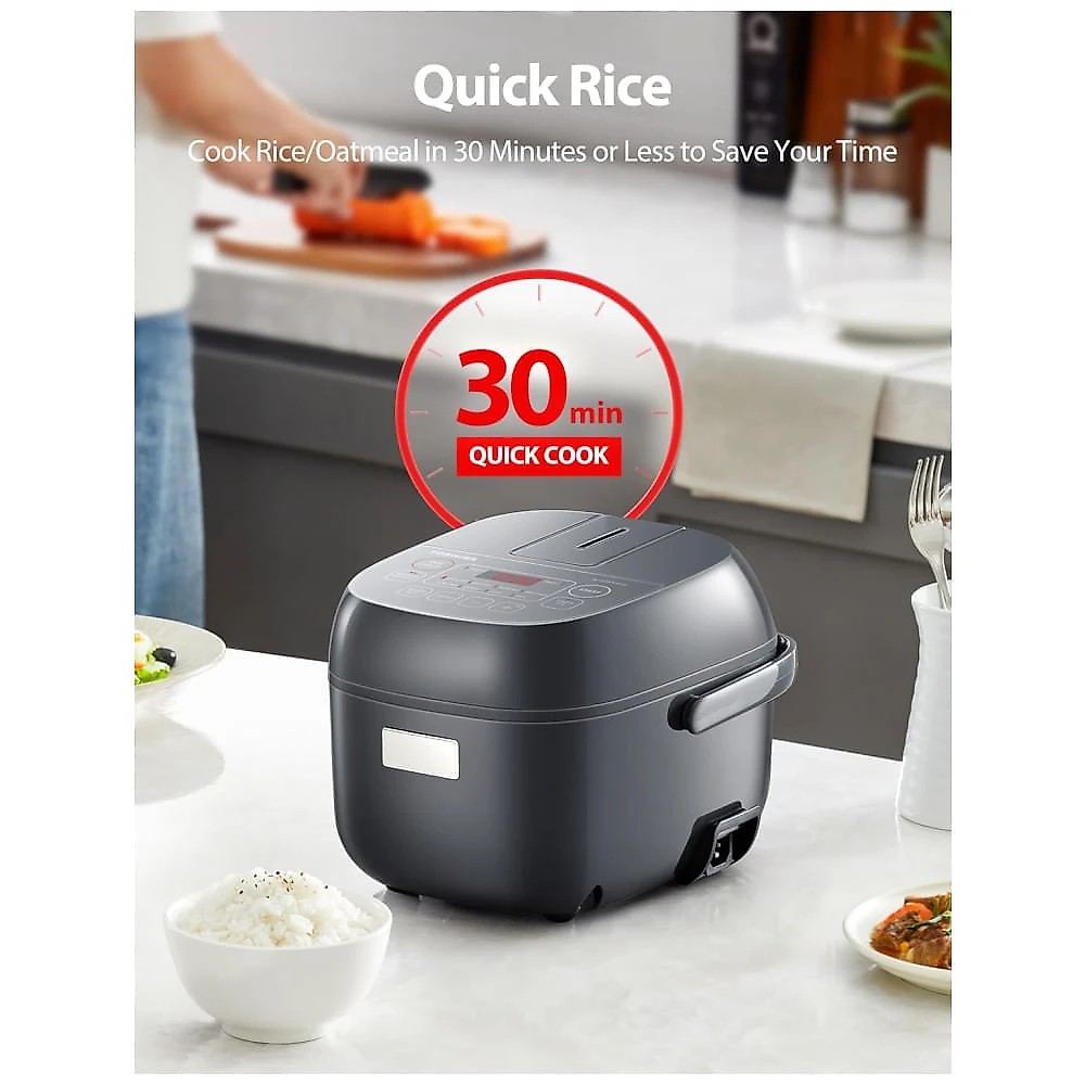 Panela de Arroz Elétrica, Capacidade 3 Xícaras com Tela LCD e 8 Funções de Cozimento para Arroz e Grãos, 110V, Tosh...