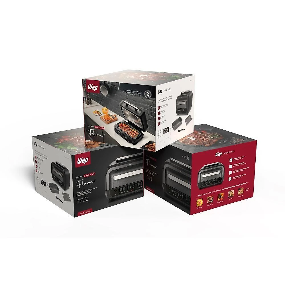 Fritadeira sem Óleo Air Fry WAP Barbecue Flame Digital WC AB1050 10L 1700W Preto 220V
