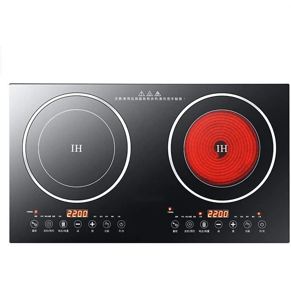 Fogão de Indução Portátil 110V 8 Níveis Fogão de Indução Elétrica Dupla Bancada Queimador Duplo Adequado para Panelas de Ferro...