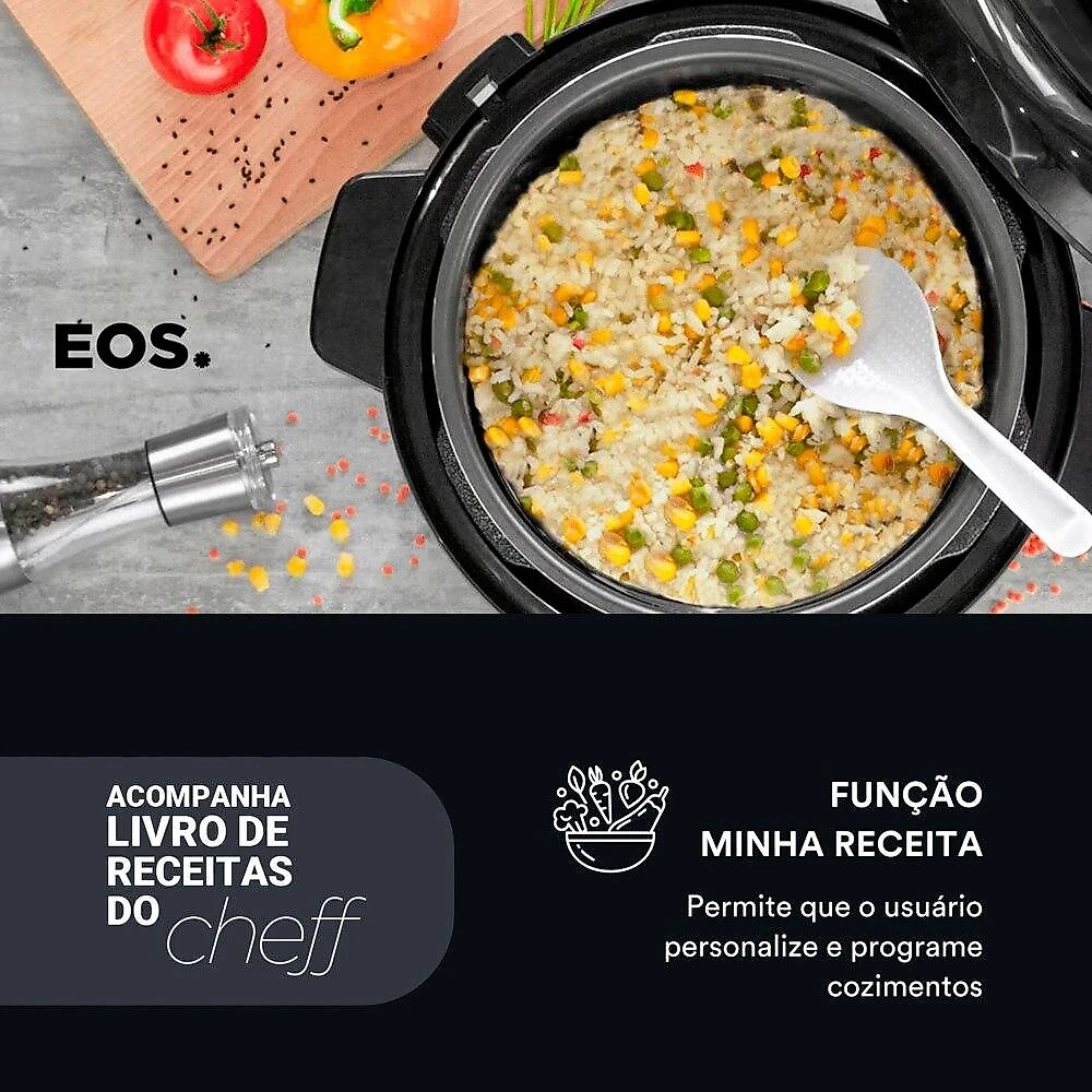 Panela de Pressão Elétrica 3 Litros EOS Multicooker Digital Inox EPP30DI 110V