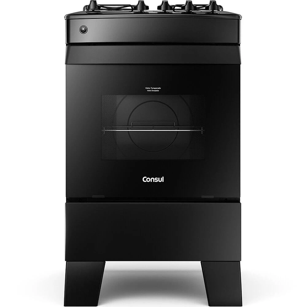 Fogão a Gás Consul 4 Bocas com Mesa Esmaltada, Preto - CFO4ZAE