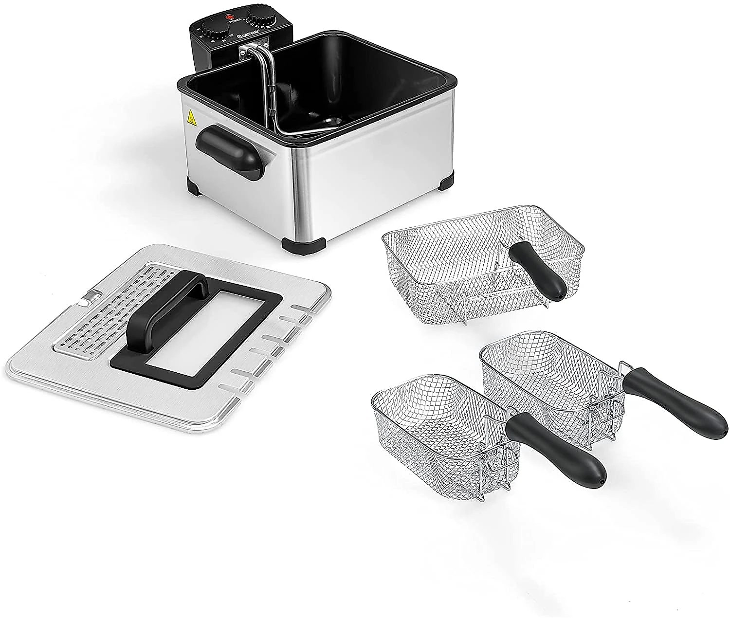 COSTWAY Fritadeira Elétrica Industrial a Óleo 5L com C ontrole de Temperatura 1700W110V Aço Inox