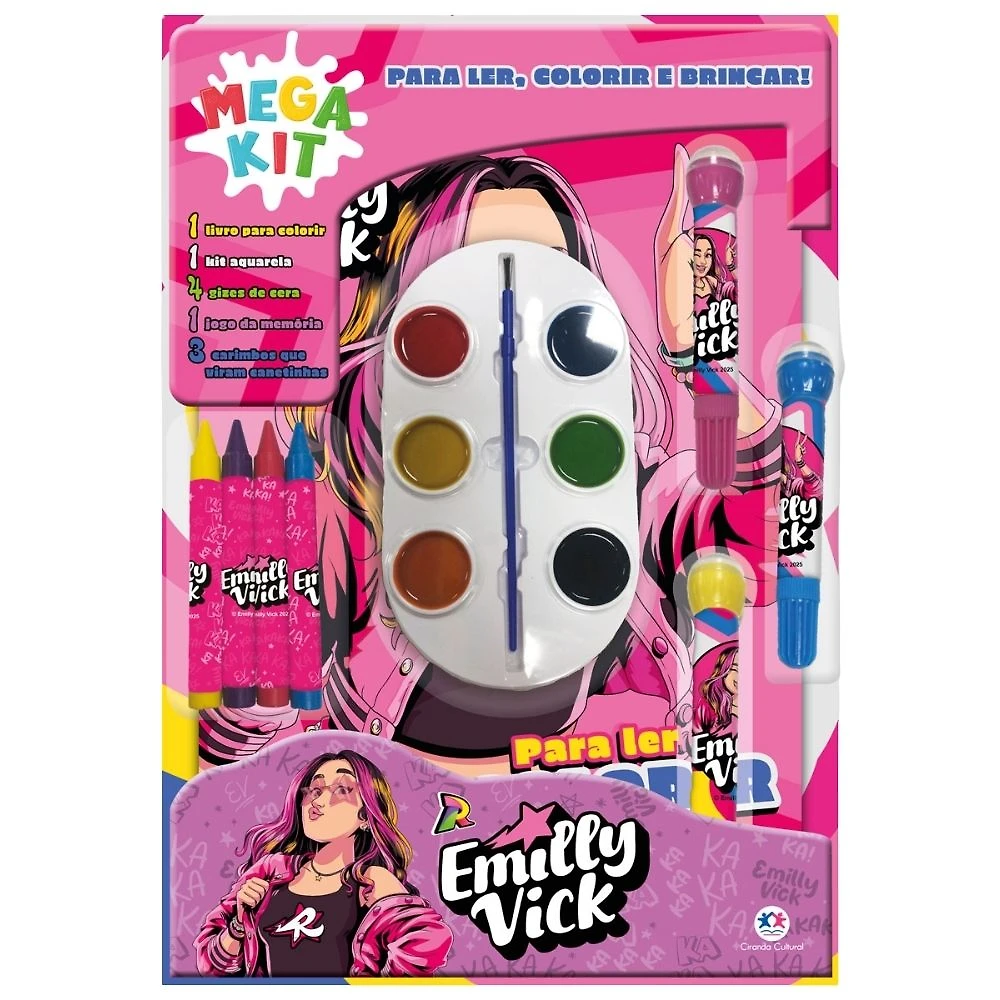 Livro Ciranda Cultural Emilly Vick Mega Kit para Ler, Colorir e Brincar