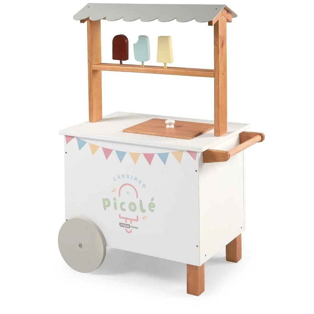Carrinho de Picolé de Brinquedo 65cm X 37cm X 100cm Cinza