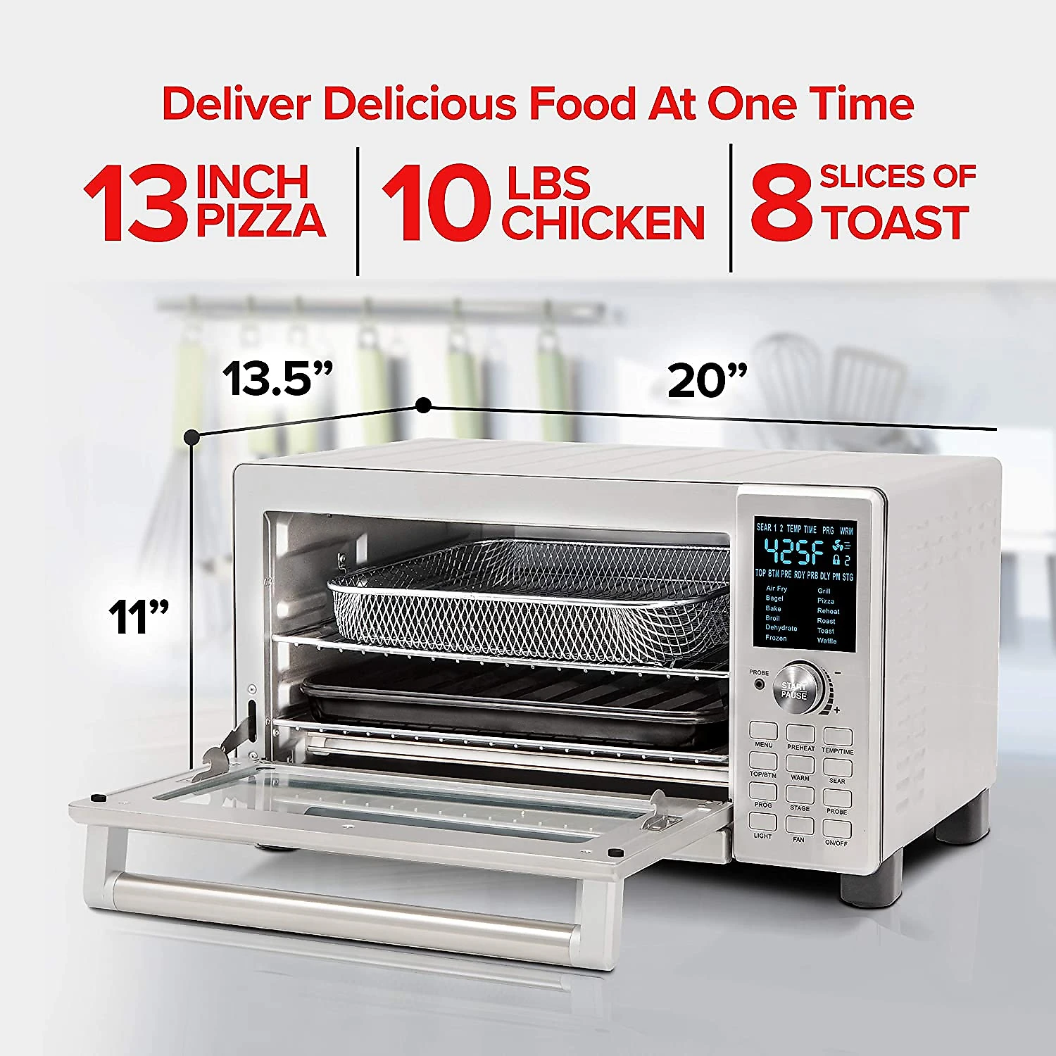 NuWave Bravo Forno Elétrico de Bancada 10 em 1 com Temperatura Ajustável 1800W110V Prata