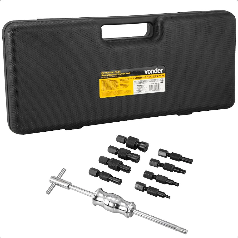 Kit extrator para rolamento interno 9 peças vonder